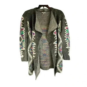 JODIFL Womens Sweater Multicolor Long Sleeve Open Front Fair Isle Cardigan M